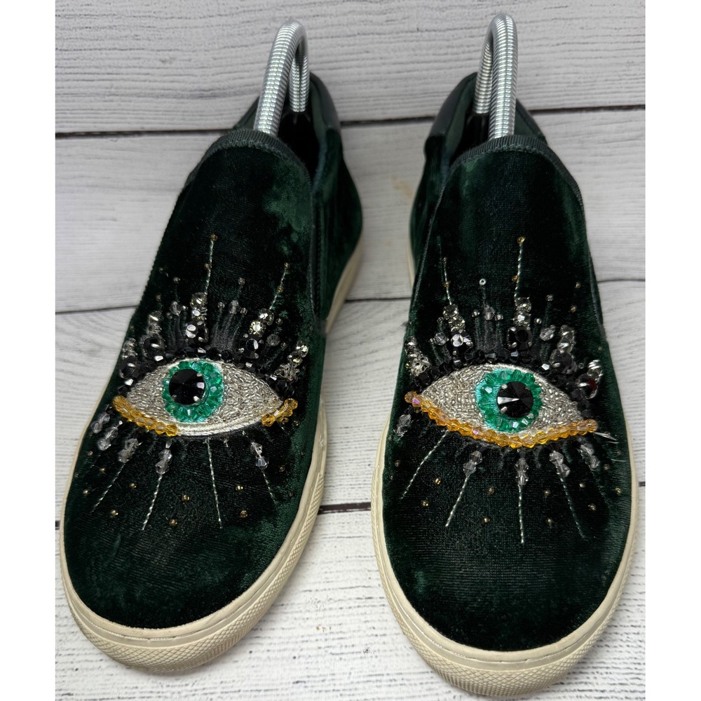 Kurt Geiger London Velvet Embellished Evil Eye Slip On Sneakers‎ Shoes Women